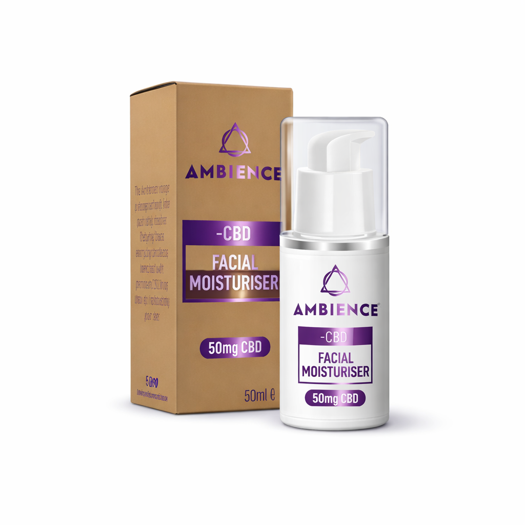 Ambience bottle and box on a pure white background with clear premium branding.