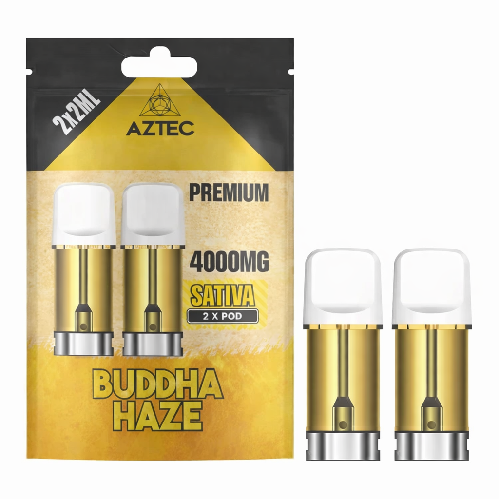 Aztec replacement pods displayed on a pure white background with clear pod and label detailing.