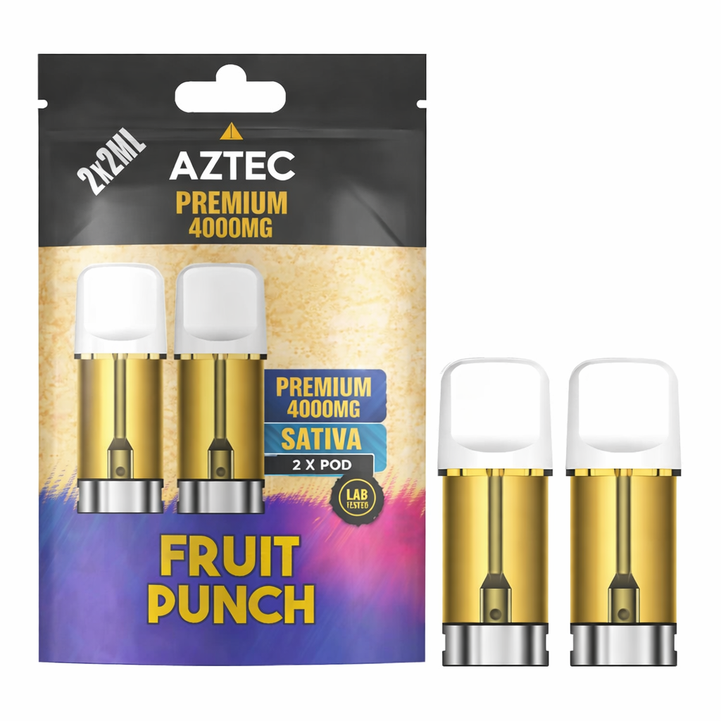 Aztec replacement pods displayed on a pure white background with clear pod and label detailing.