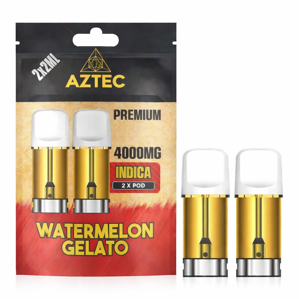 Aztec replacement pods displayed on a pure white background with clear pod and label detailing.