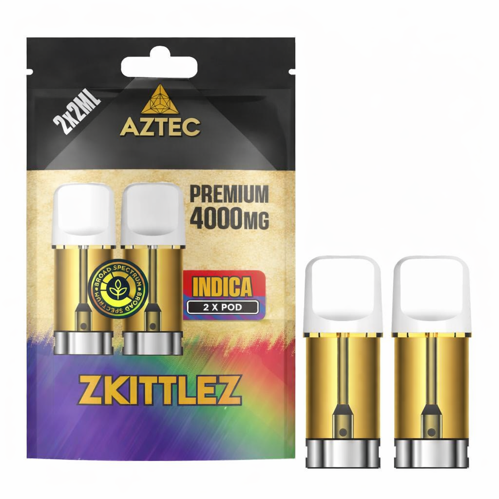 Aztec replacement pods displayed on a pure white background with clear pod and label detailing.