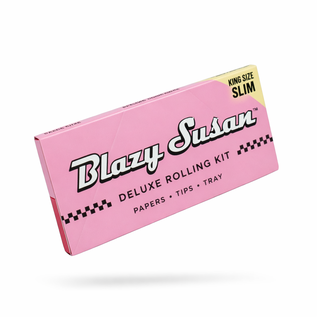 Blazy Susan King Size Slim Deluxe Rolling Kit single pack shown in pink branded packaging on a pure white background.