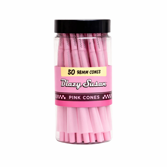 Blazy Susan Ultra Thin Pre‑Rolled Cones pack shown in pink branded packaging on a pure white background.