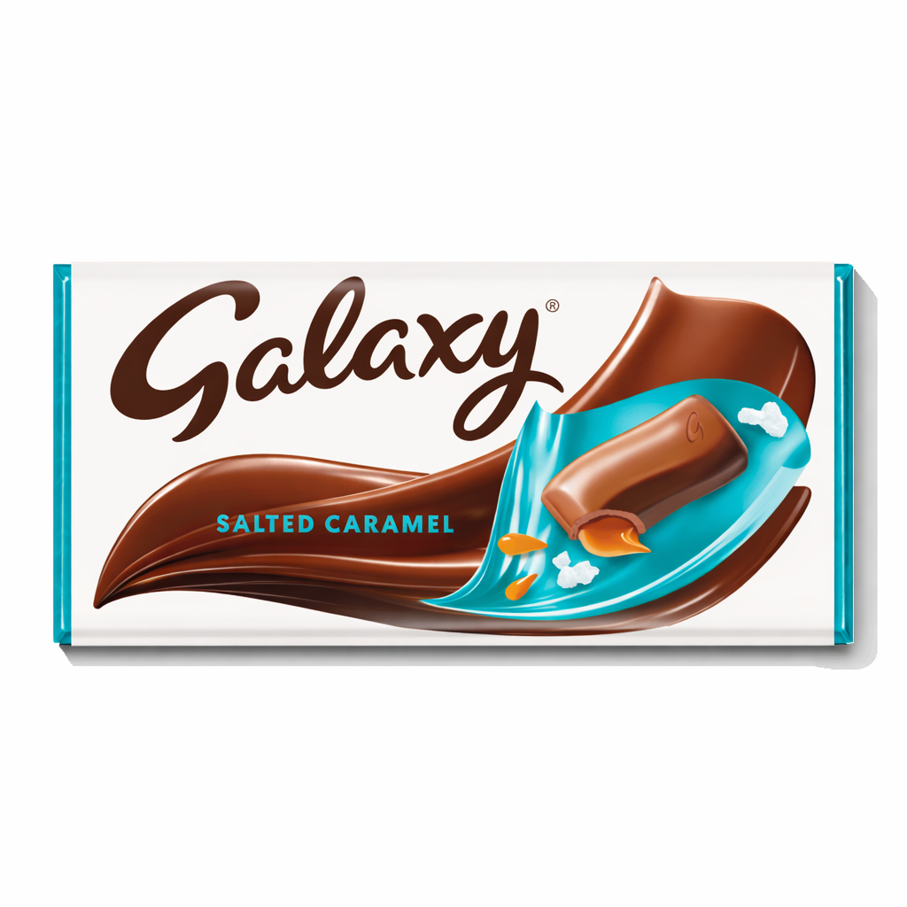 Cadbury Galaxy Milk Chocolate Bar shown in smooth branded packaging on a pure white background.