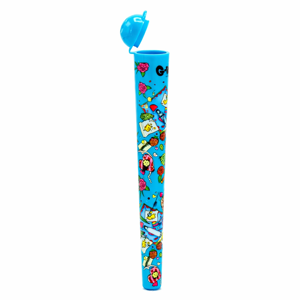 Blue G‑Rollz cone holder in king size with a smooth finish, displayed on a pure white background.