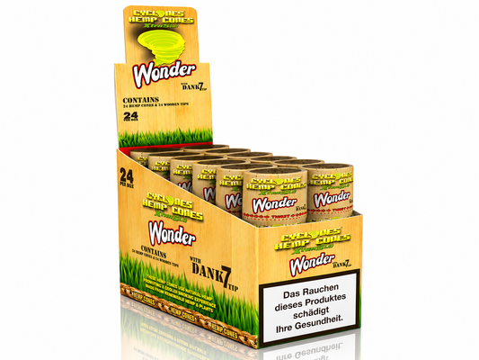Display of Wonder Cones packaging with graphics on a pure white background.