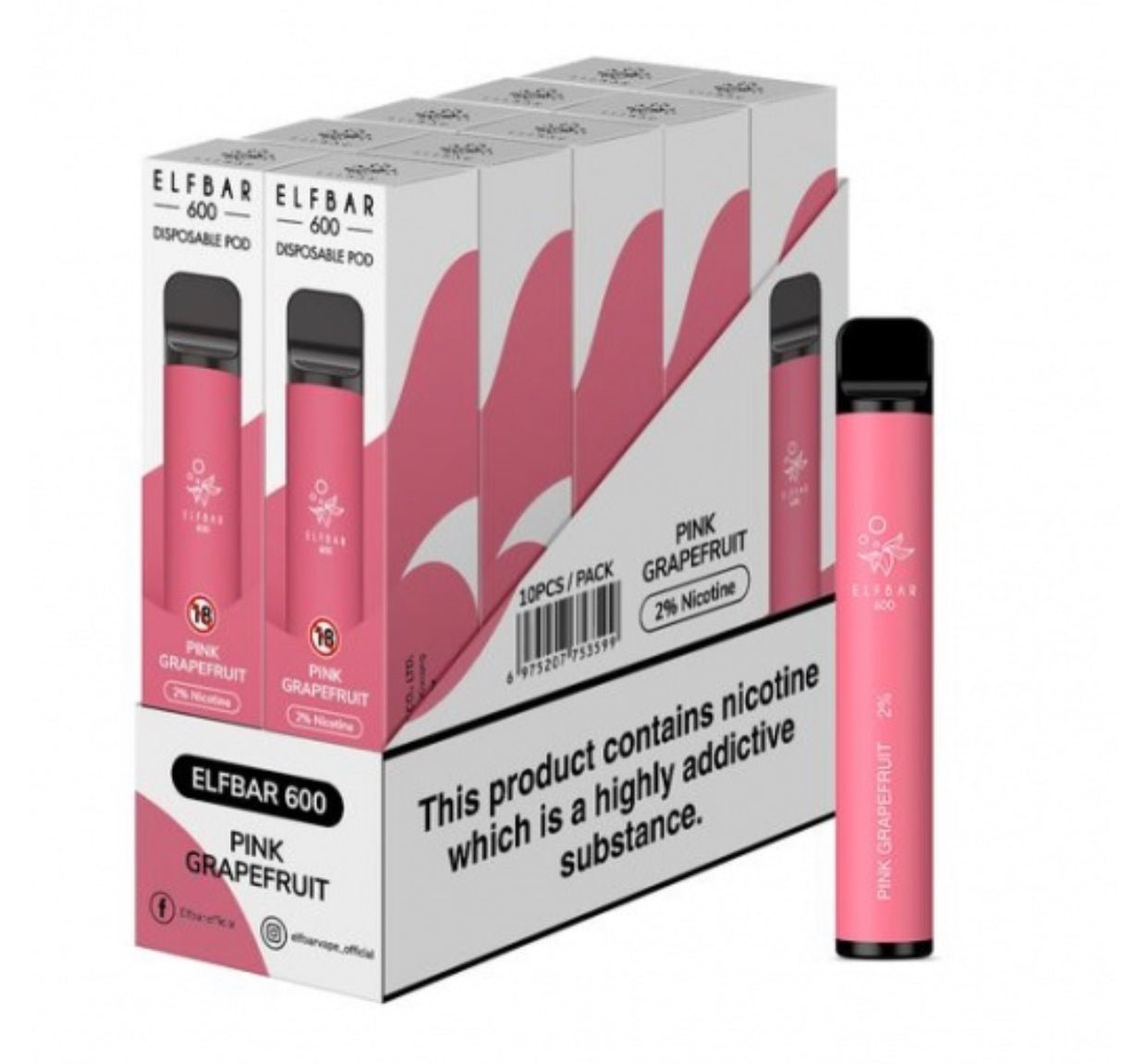 Elf Bar 600 Puffs Disposable Vape Pod (BOX OF 10)