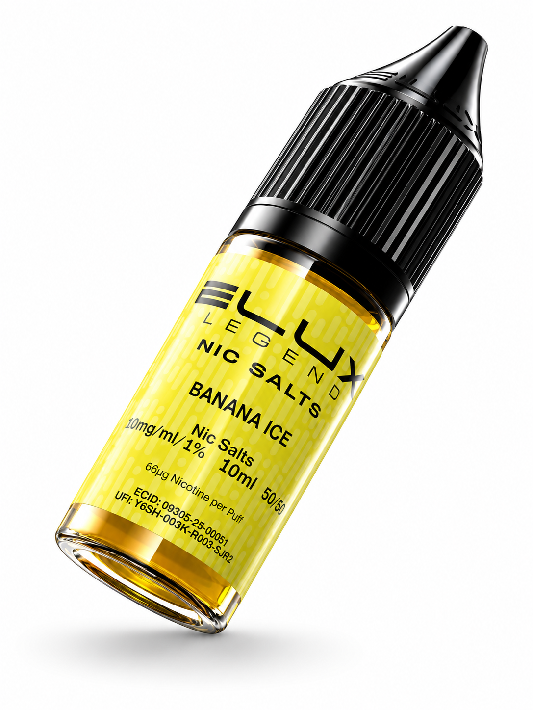 Elux Legend nic salt bottle displayed on a pure white background with clear label detailing.