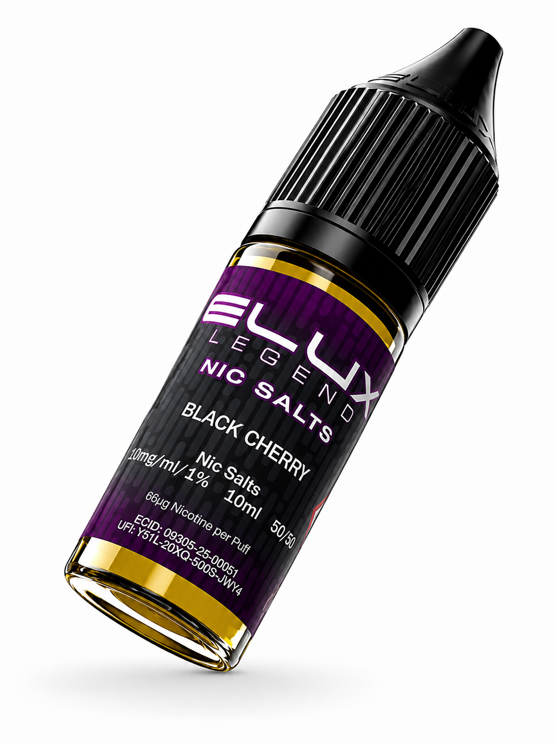 Elux Legend nic salt bottle displayed on a pure white background with clear label detailing.