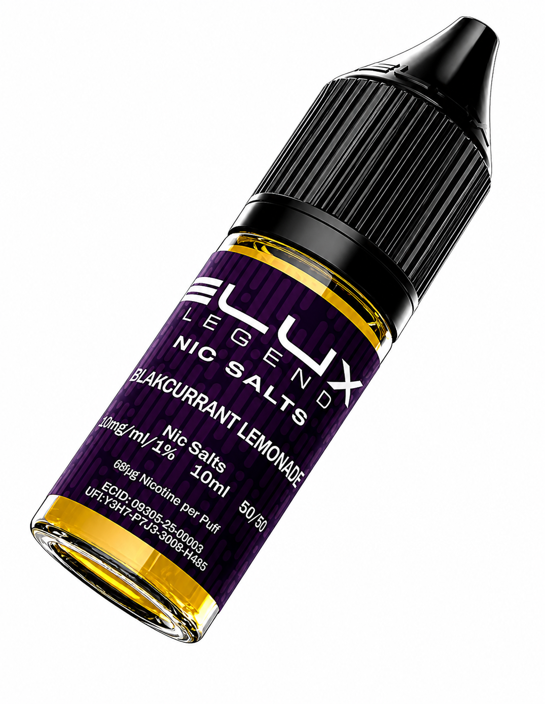 Elux Legend nic salt bottle displayed on a pure white background with clear label detailing.