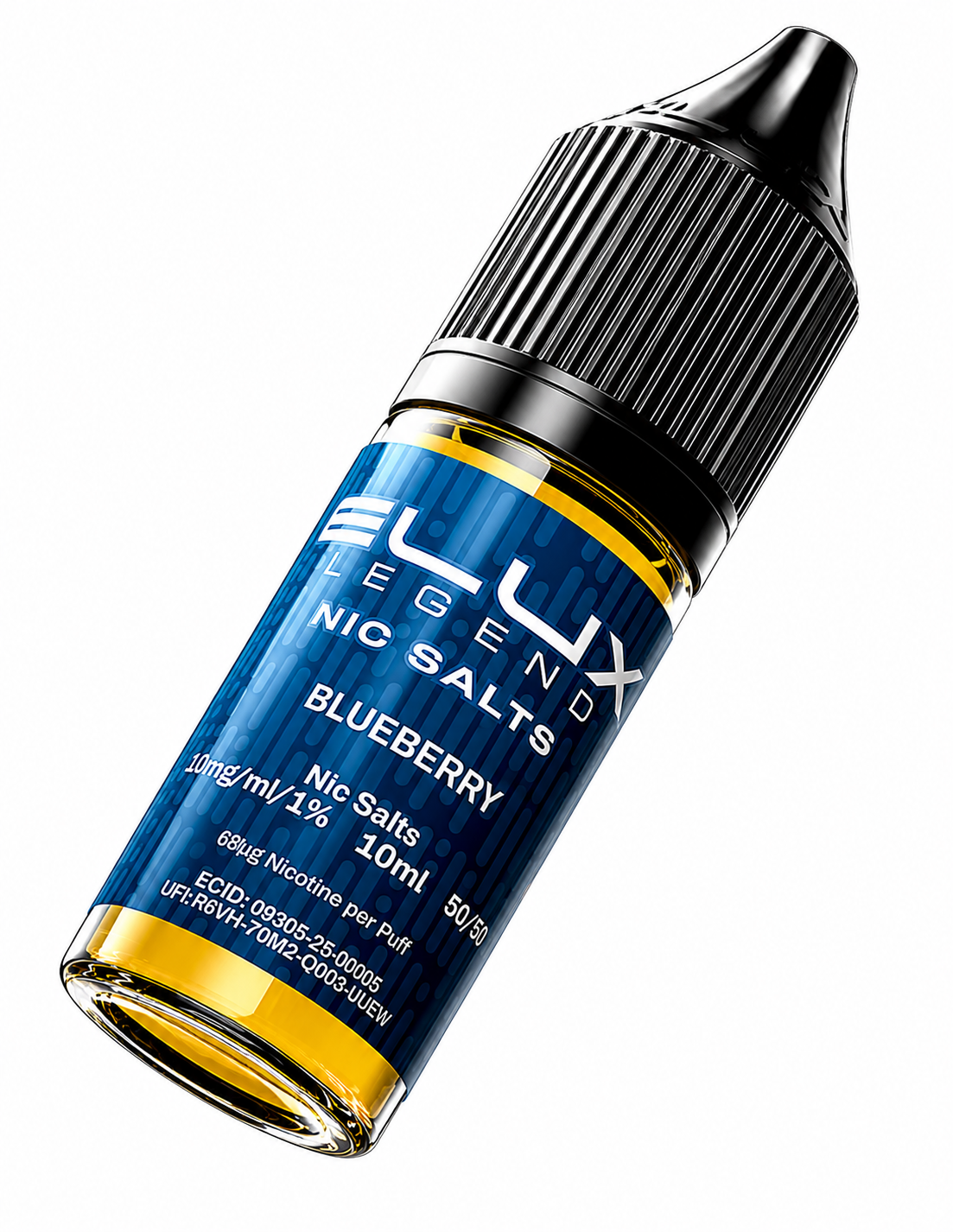 Elux Legend nic salt bottle displayed on a pure white background with clear label detailing.