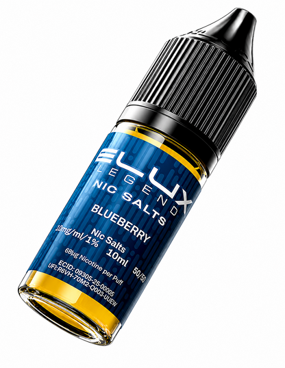 Elux Legend nic salt bottle displayed on a pure white background with clear label detailing.