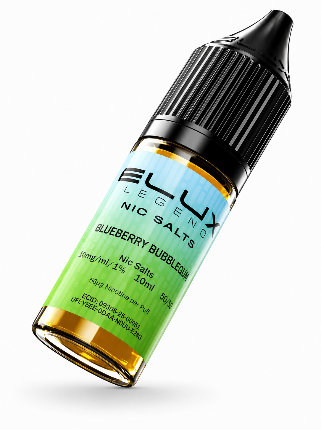 Elux Legend nic salt bottle displayed on a pure white background with clear label detailing.