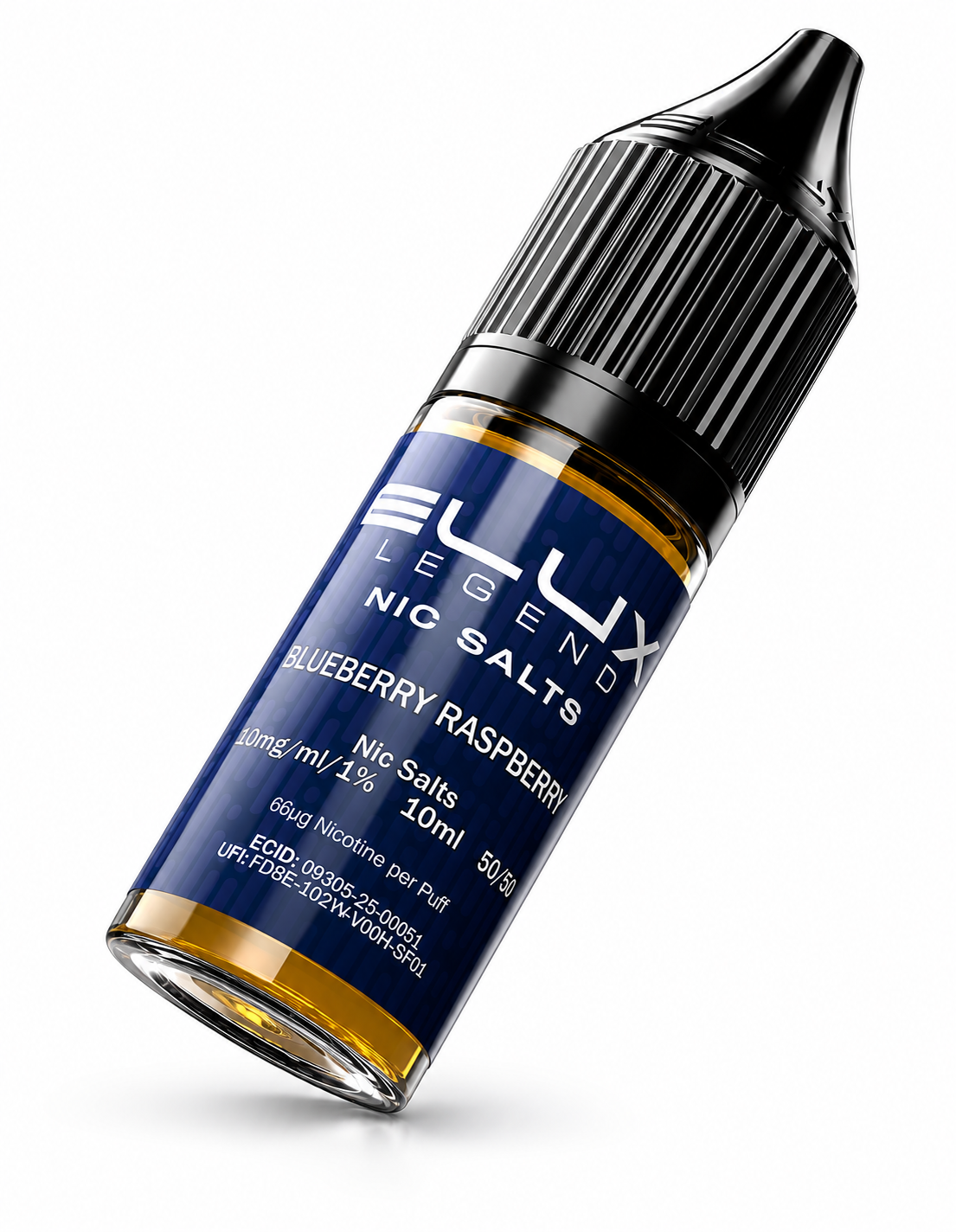 Elux Legend nic salt bottle displayed on a pure white background with clear label detailing.