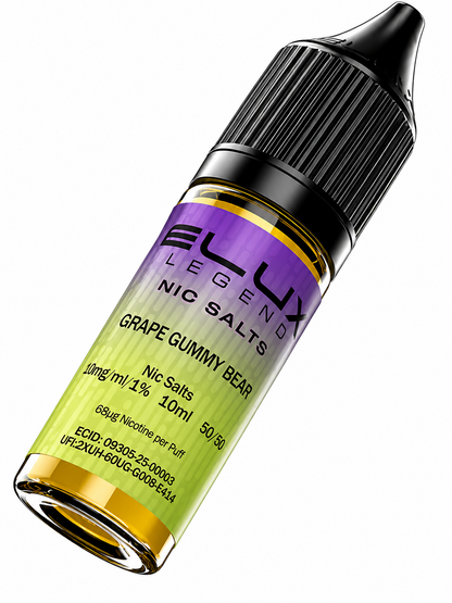 Elux Legend nic salt bottle displayed on a pure white background with clear label detailing.