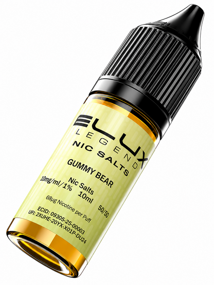 Elux Legend nic salt bottle displayed on a pure white background with clear label detailing.