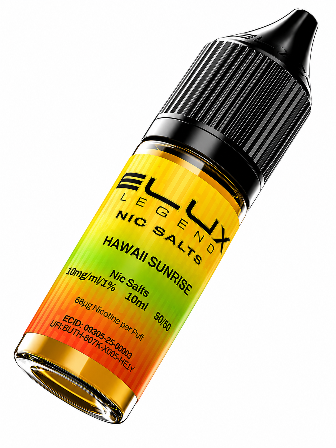 Elux Legend nic salt bottle displayed on a pure white background with clear label detailing.