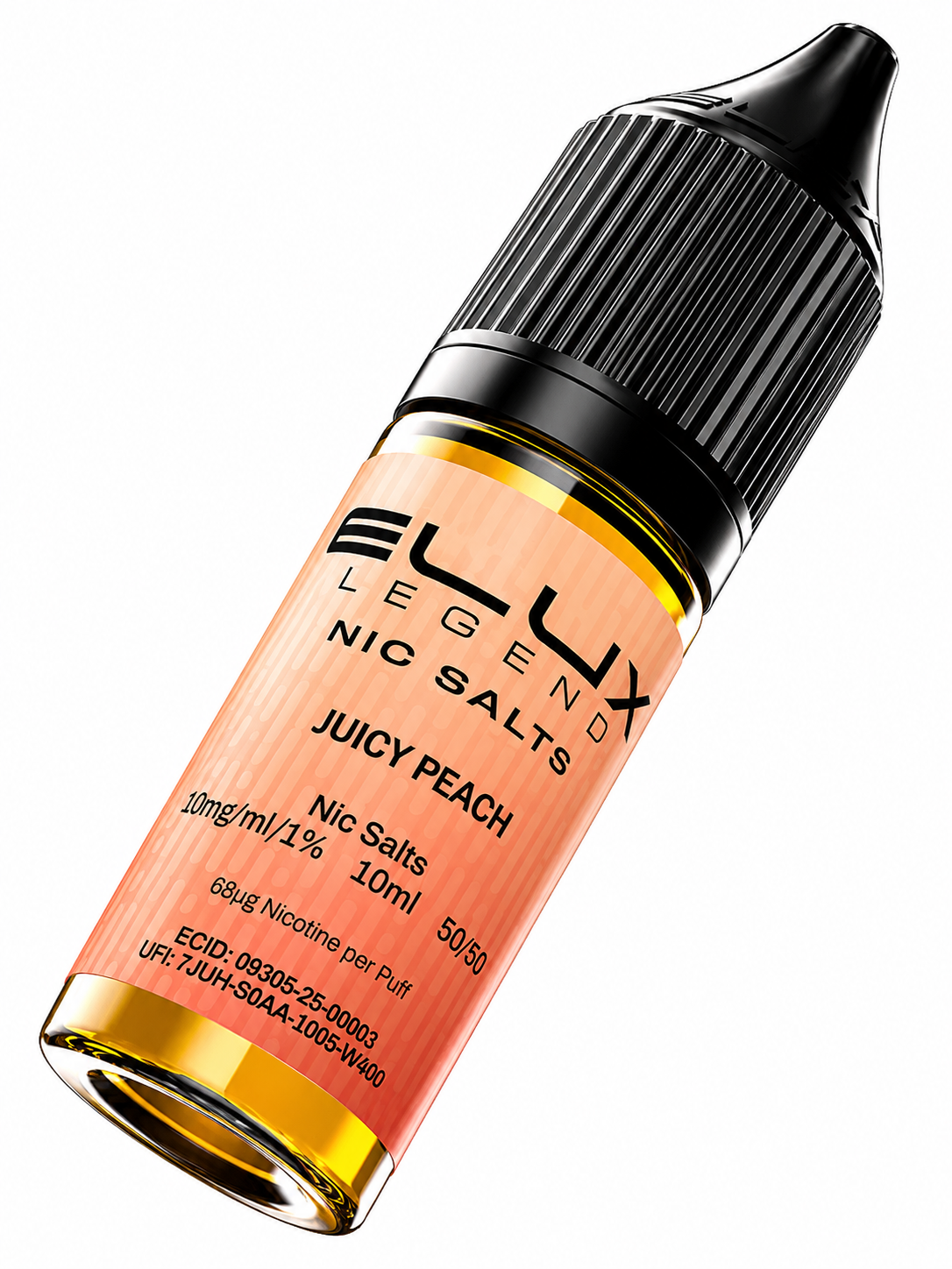 Elux Legend nic salt bottle displayed on a pure white background with clear label detailing.