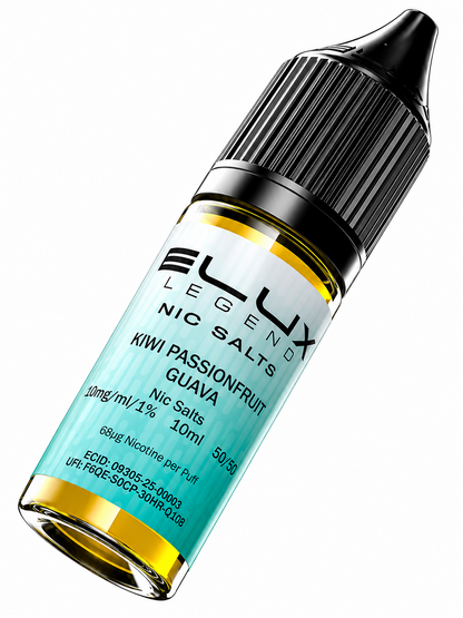 Elux Legend nic salt bottle displayed on a pure white background with clear label detailing.