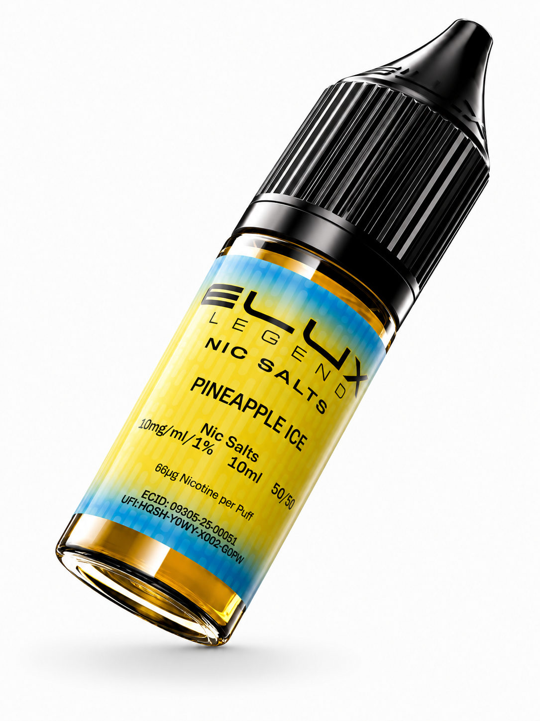 Elux Legend nic salt bottle displayed on a pure white background with clear label detailing.