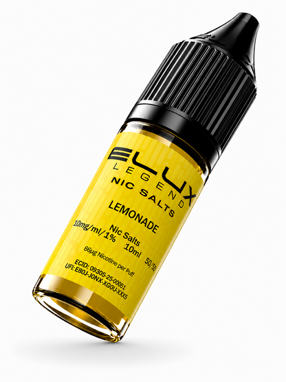 Elux Legend nic salt bottle displayed on a pure white background with clear label detailing.