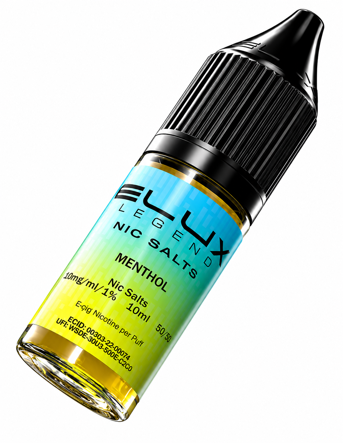 Elux Legend nic salt bottle displayed on a pure white background with clear label detailing.