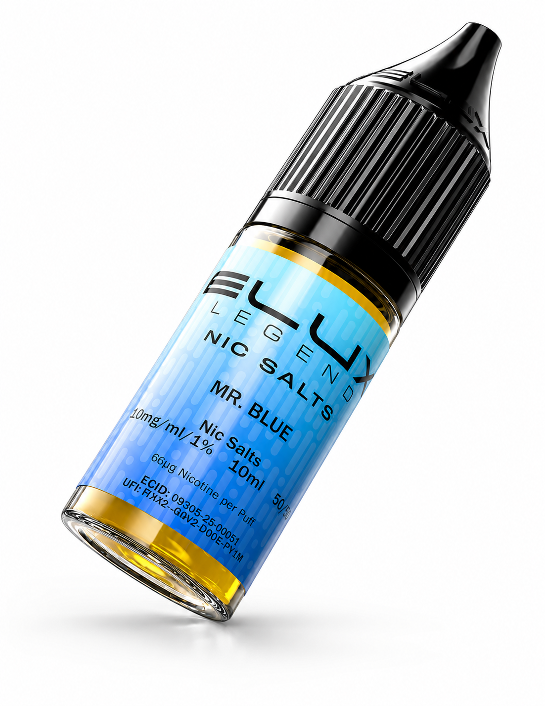 Elux Legend nic salt bottle displayed on a pure white background with clear label detailing.