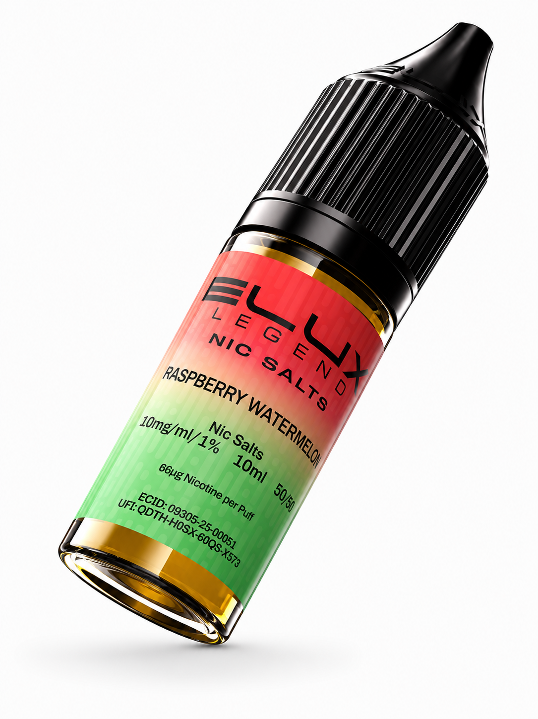 Elux Legend nic salt bottle displayed on a pure white background with clear label detailing.