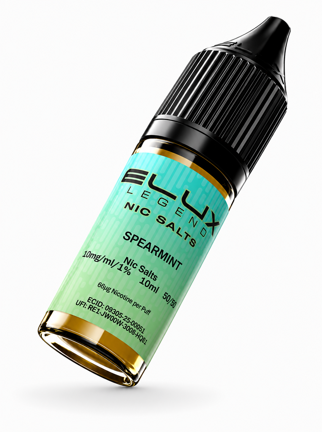 Elux Legend nic salt bottle displayed on a pure white background with clear label detailing.
