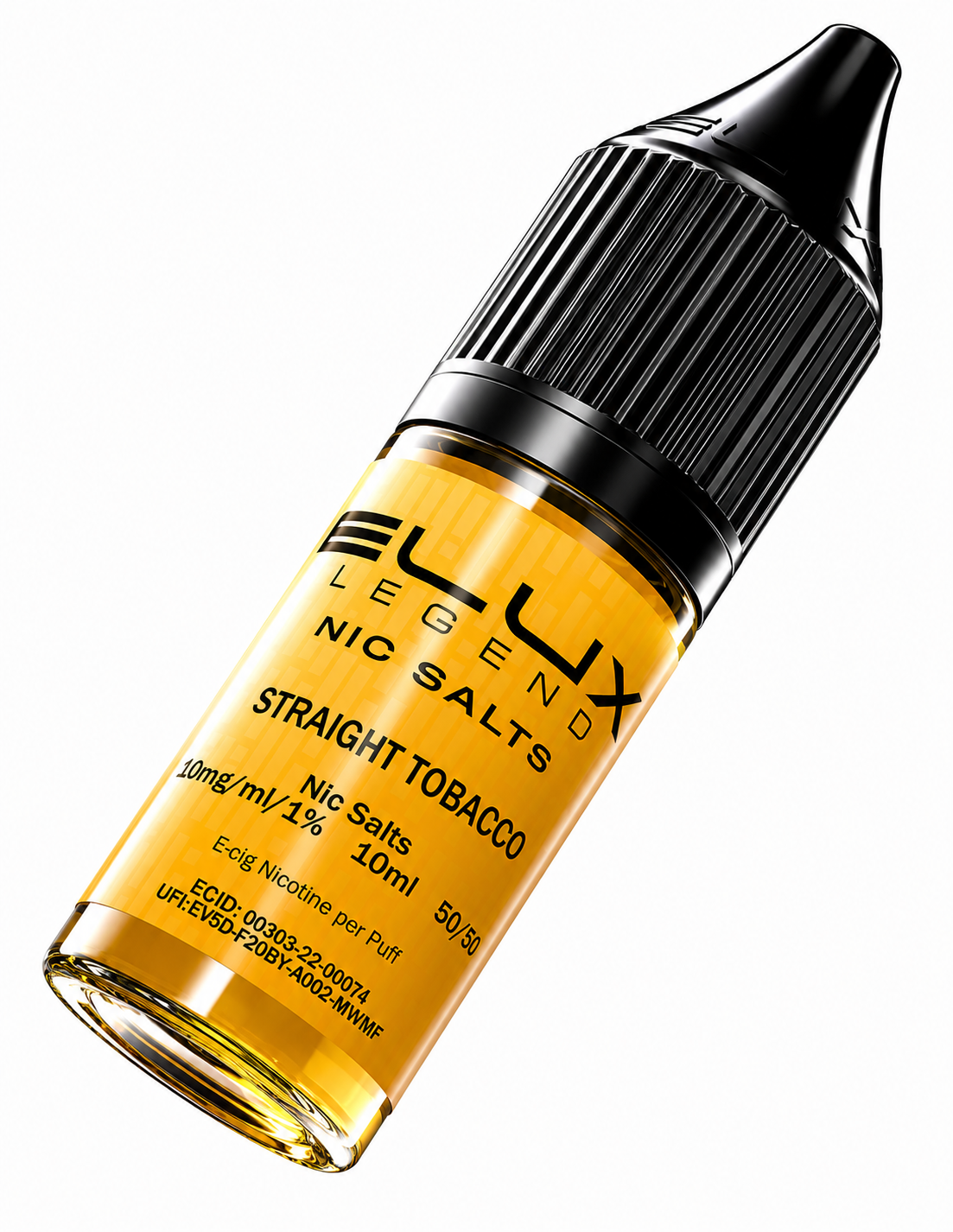 Elux Legend nic salt bottle displayed on a pure white background with clear label detailing.