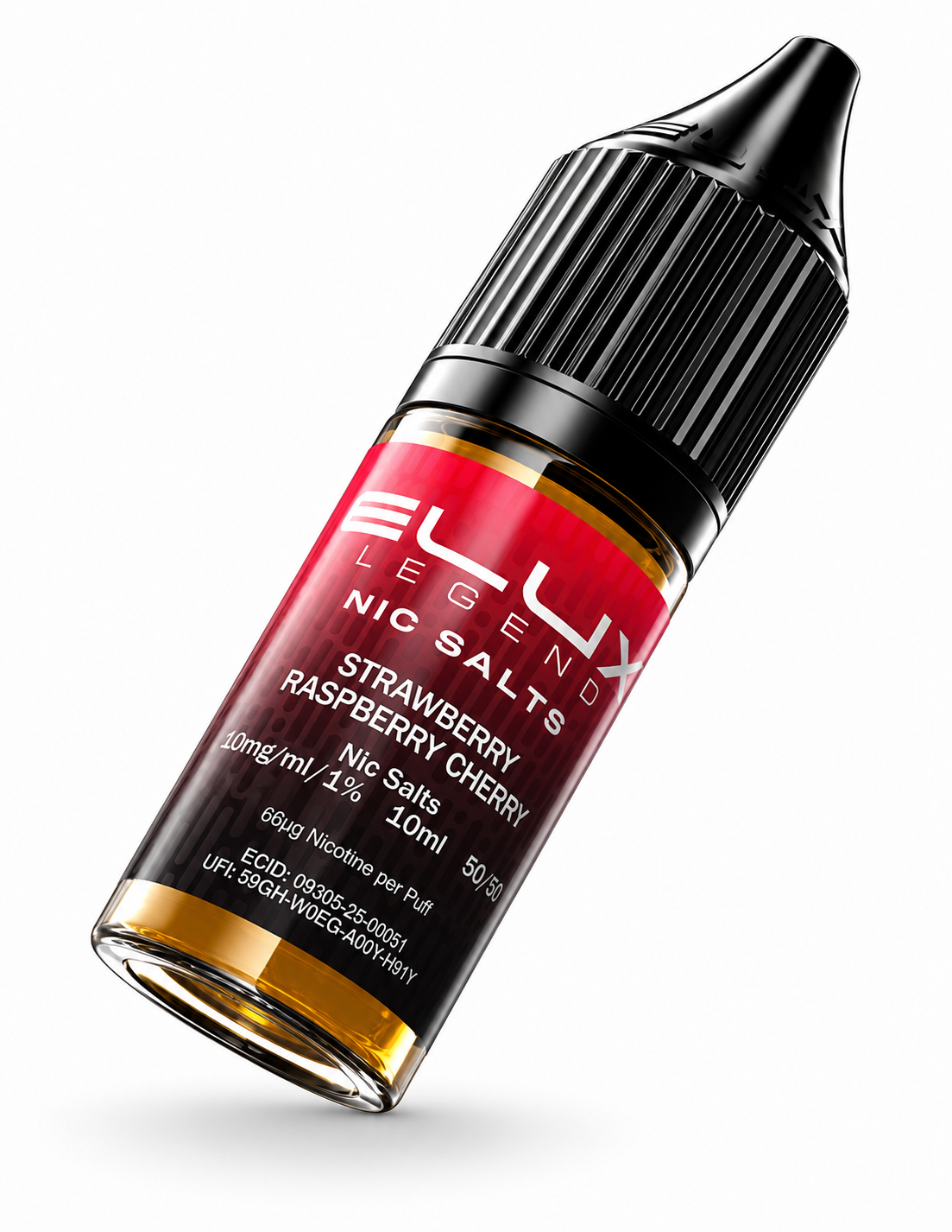 Elux Legend nic salt bottle displayed on a pure white background with clear label detailing.