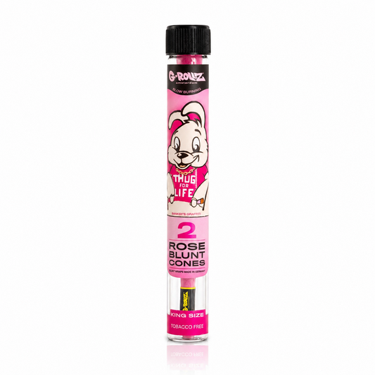 G‑Rollz Thug For Life Graffiti Edition King Size Pre‑Rolled Cones with Glass Holder on a pure white background.