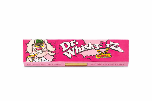 G‑Rollz Dr Whisk3rz rolling papers with tips and poker single pack shown in branded artwork packaging on a pure white background.