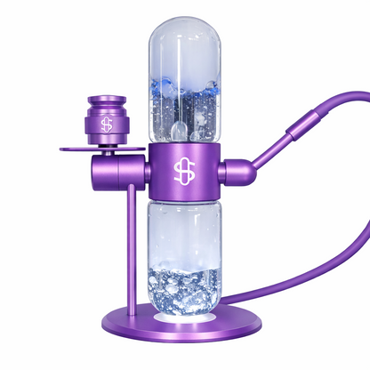 360‑degree rotating clear glass water pipe in transparent durable glass with a modern infuser design displayed on a pure white background.