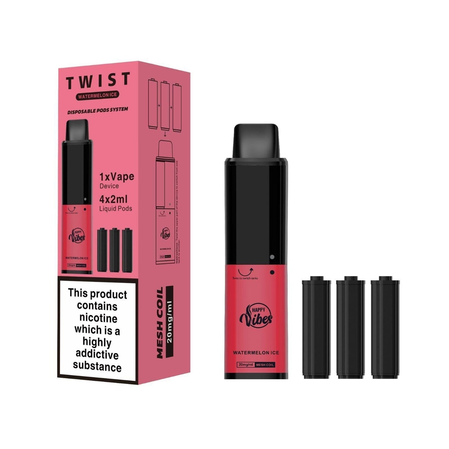 Happy Vibes Twist 2400 Disposable Vape Pod - (BOX OF 5)