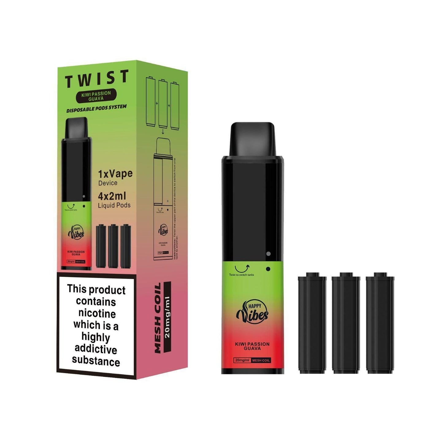 Happy Vibes Twist 2400 Disposable Vape Pod - (BOX OF 5)