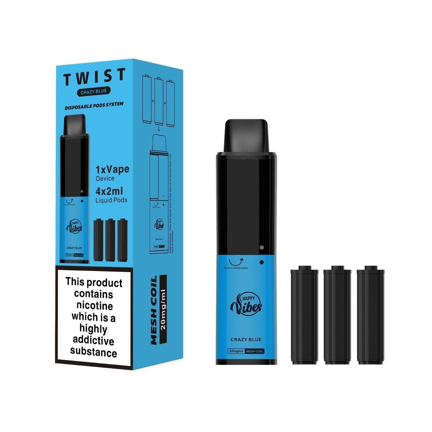 Happy Vibes Twist 2400 Disposable Vape Pod - (BOX OF 5)