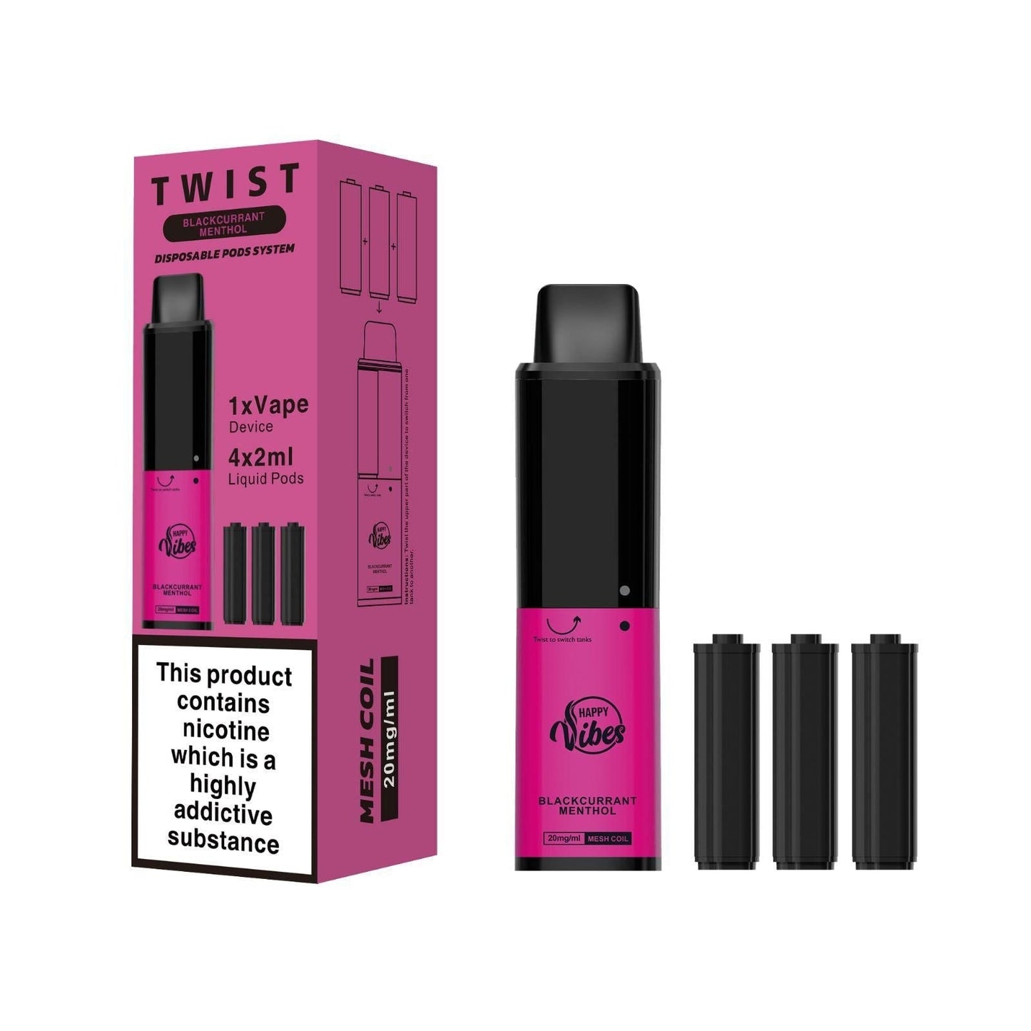 Happy Vibes Twist 2400 Disposable Vape Pod - (BOX OF 5)