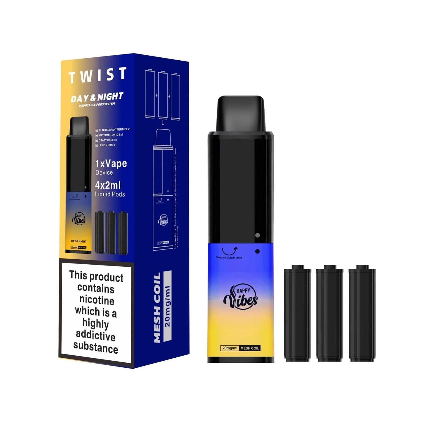 Happy Vibes Twist 2400 Disposable Vape Pod - (BOX OF 5)