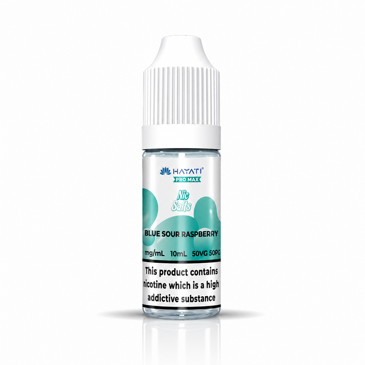 Hayati nic salt bottle displayed on a pure white background with clear label detailing.