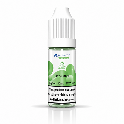 Hayati Pro Max nic salt bottle displayed on a pure white background with clear label detailing.