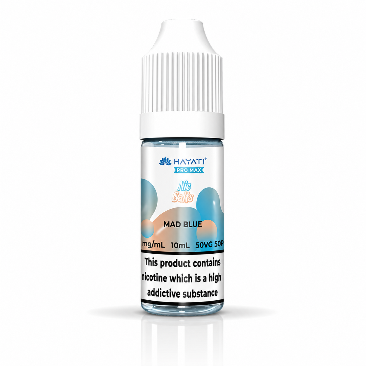 Hayati nic salt bottle displayed on a pure white background with clear label detailing.