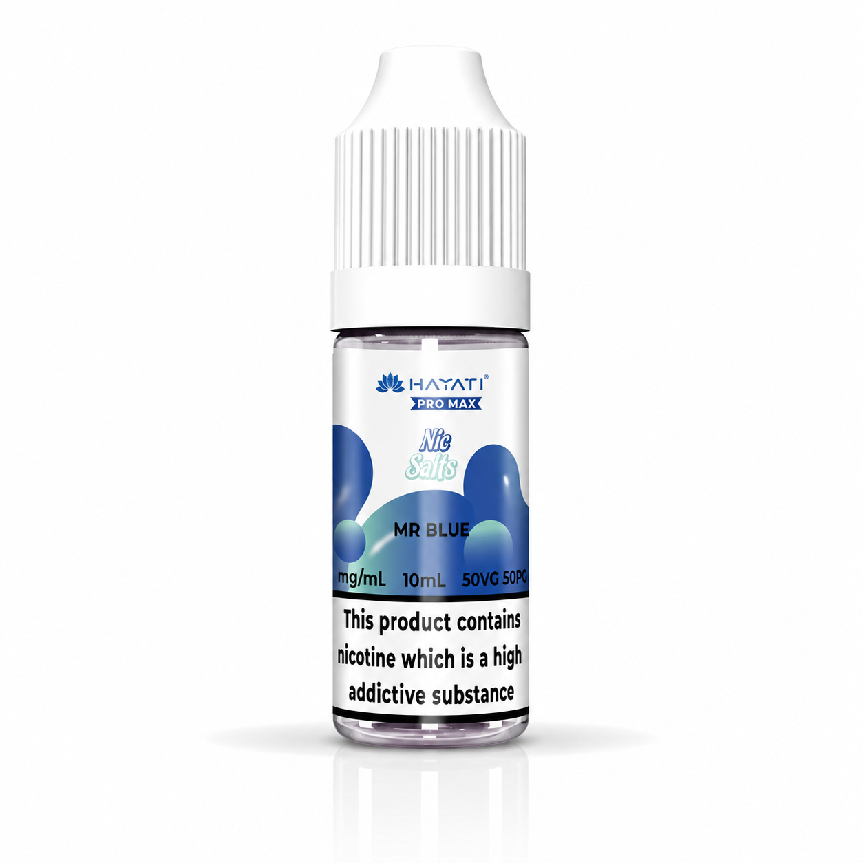 Hayati nic salt bottle displayed on a pure white background with clear label detailing.
