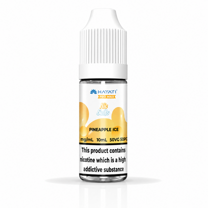 Hayati Pro Max nic salt bottle displayed on a pure white background with clear label detailing.