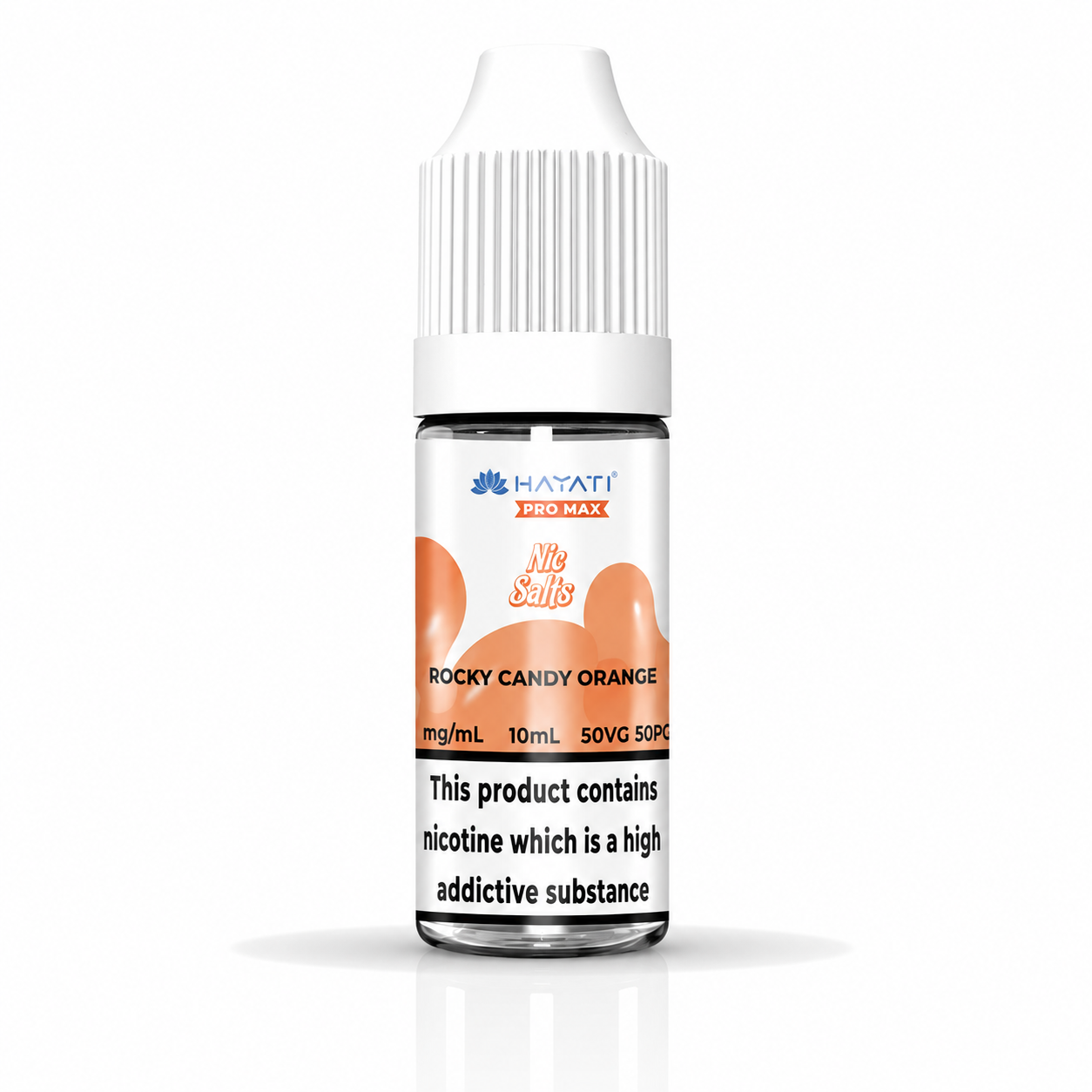Hayati nic salt bottle displayed on a pure white background with clear label detailing.