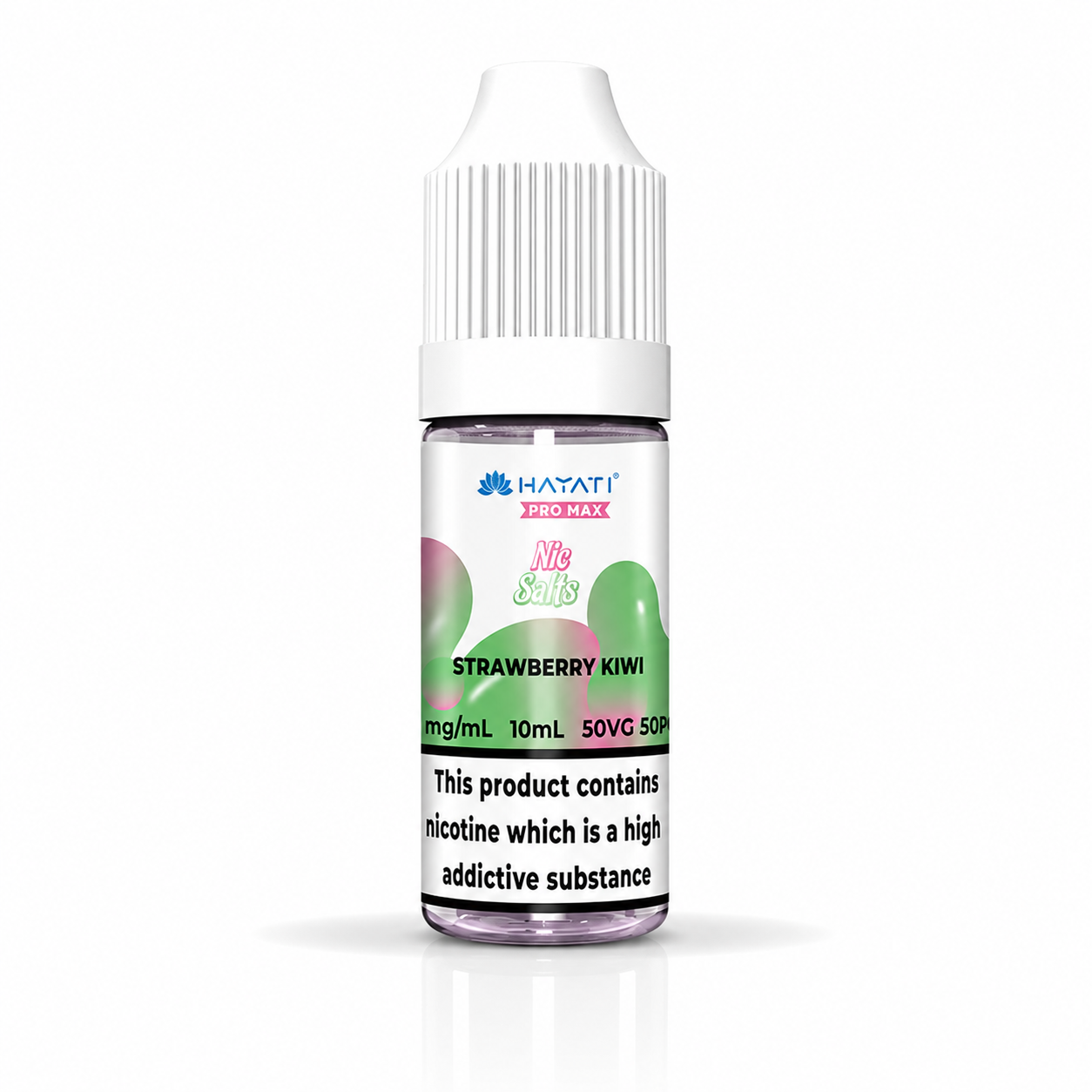 Hayati nic salt bottle displayed on a pure white background with clear label detailing.