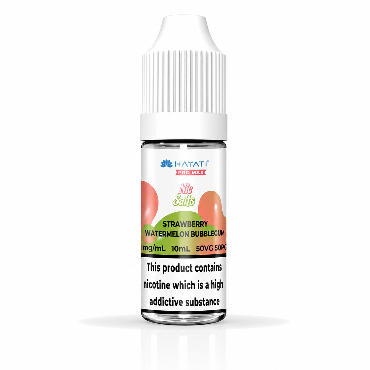 Hayati nic salt bottle displayed on a pure white background with clear label detailing.