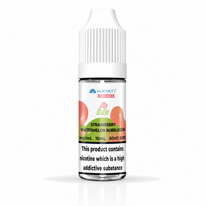 Hayati Pro Max nic salt bottle displayed on a pure white background with clear label detailing.