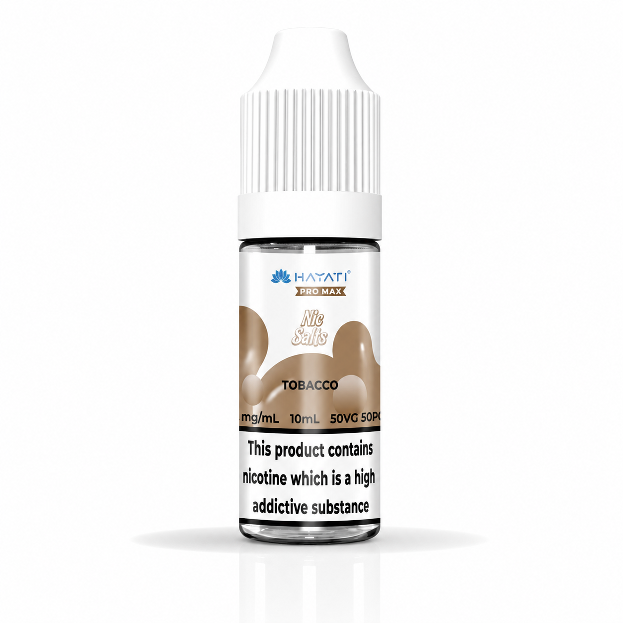 Hayati nic salt bottle displayed on a pure white background with clear label detailing.