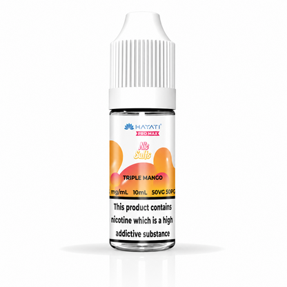 Hayati Pro Max nic salt bottle displayed on a pure white background with clear label detailing.